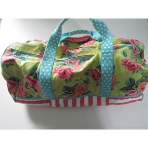 Matilda Jane Floral Polka Dot Striped Canvas Duffle Bag Multi Color Mixed Print